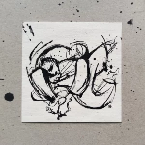 a black and white drawing on a white surface