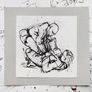 a drawing of a man wrestling