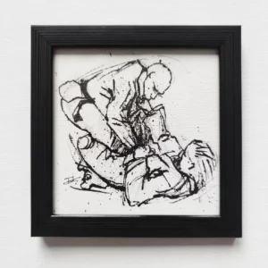 a drawing of a man wrestling