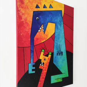 a painting of a couple of animals