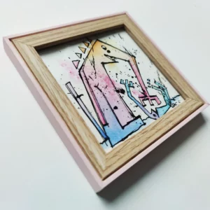a picture frame with a drawing