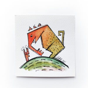 a drawing of a monster on a hill