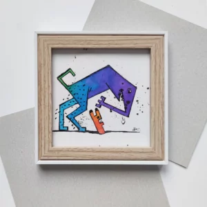 a framed picture of a dog