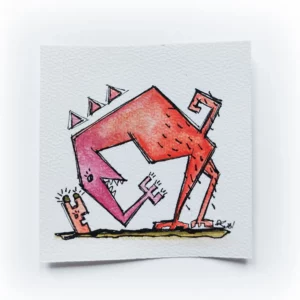 a drawing of a red monster