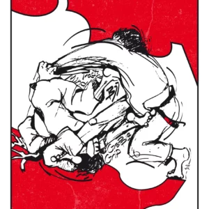 a drawing of a man in a fighting stance