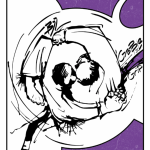 a drawing of two men kissing