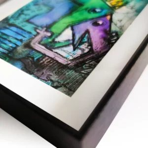 a close up of a painting