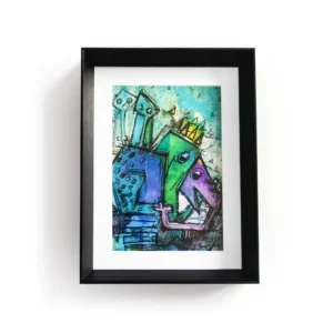 a picture in a black frame